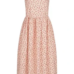 VILA Damen V-Neck Midi Kleid Blumen Print Smoke Rose