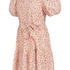 VILA Damen 1/2 Arm Mini Kleid Mit Bindegürtel & Rosen Print Smoke Rose -Diven Art Verkäufe 22040639