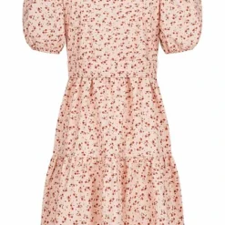 VILA Damen 1/2 Arm Mini Kleid Mit Bindegürtel & Rosen Print Smoke Rose -Diven Art Verkäufe 22040639 2