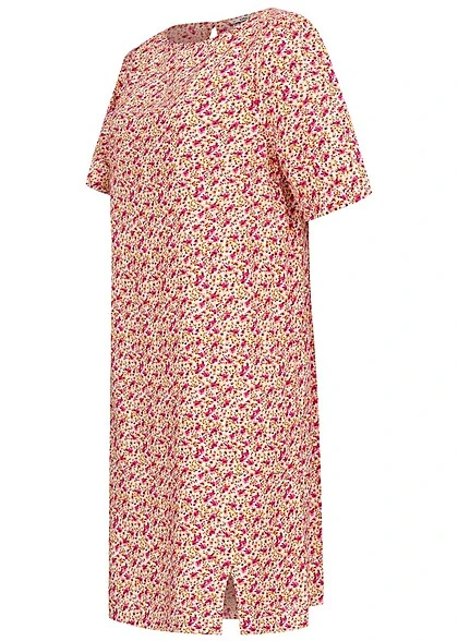 ONLY Damen Viskose T-Shirt Kleid Mit Floralem Print & Geradem Schnitt Fuchsia Lila 4 ONLY Damen Viskose T-Shirt Kleid Mit Floralem Print & Geradem Schnitt Fuchsia Lila – Bild 2