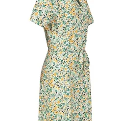 JACQUELINE DE YONG JDY By ONLY Damen Kleid Viskose Blusenkleid Mit V-Neck Blumen Print Cloud Weiss Grün -Diven Art Verkäufe 22040719 1