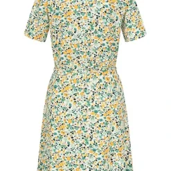JACQUELINE DE YONG JDY By ONLY Damen Kleid Viskose Blusenkleid Mit V-Neck Blumen Print Cloud Weiss Grün -Diven Art Verkäufe 22040719 2