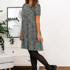 VILA Damen NOOS Viskose Volant Kleid Mit Punkte Muster Schwarz Weiss -Diven Art Verkäufe 22040731 2