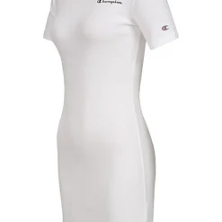 Champion Damen Jersey Kleid Figurbetont Mit Logo Print Weiss Schwarz -Diven Art Verkäufe 22040782 1