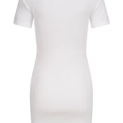 Champion Damen Jersey Kleid Figurbetont Mit Logo Print Weiss Schwarz -Diven Art Verkäufe 22040782 2