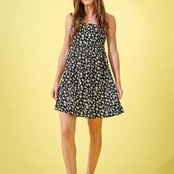 ONLY Damen Viskose Kleid Mit All Over Blumenprint Schwarz -Diven Art Verkäufe 22040795 3