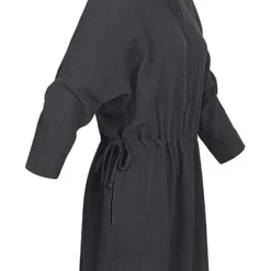 ONLY Damen Blusen Kleid Mit Knopfleiste Und Bindedetails 2-Pockets Phantom Schwarz -Diven Art Verkäufe 22040798 1