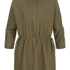 ONLY Damen Blusen Kleid Mit Knopfleiste Und Bindedetails 2-Pockets Deep Lichen Grün