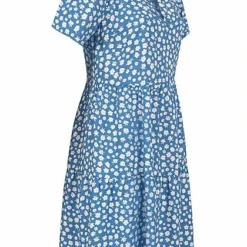 ONLY Damen NOOS Kleid Mit V-Neck Und Kurzarm Blumen Print Blau Weiss -Diven Art Verkäufe 22040840 1