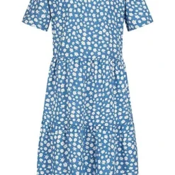 ONLY Damen NOOS Kleid Mit V-Neck Und Kurzarm Blumen Print Blau Weiss -Diven Art Verkäufe 22040840 2