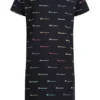 Champion Kids Mädchen Kleid T-Shirt Look All Over Logo Print Schwarz Multicolor -Diven Art Verkäufe 22040917