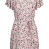 Cloud5ive Damen Kleid Mit Bindedetail Und Rundhals Blumen Print Weiss Rosa 2 Cloud5ive Damen Kleid Mit Bindedetail Und Rundhals Blumen Print Weiss Rosa -Diven Art Verkäufe 22046302