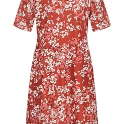 Cloud5ive Damen V-Neck Blusen Kleid Mit Knopfleiste 2-Pocket Blumen Print Bordeaux Rot -Diven Art Verkäufe 22046350 2