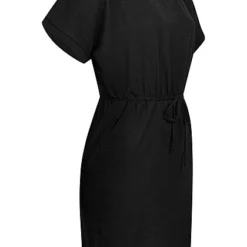 Cloud5ive Damen Kleid Mit Bindedetail Und 2-Pockets Schwarz -Diven Art Verkäufe 22046388 1