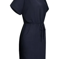 Cloud5ive Damen Kleid Mit Bindedetail Und 2-Pockets Navy Blau -Diven Art Verkäufe 22046389 1