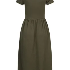 Styleboom Fashion Damen Longform Kleid Mit Taillenbund & Reverskragen Oliv Grün -Diven Art Verkäufe 22046483 2