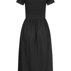 Styleboom Fashion Damen Kleid Longform Kleid Mit Taillenbund & Reverskragen Schwarz -Diven Art Verkäufe 22046484 2