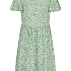 JACQUELINE DE YONG JDY By ONLY Damen Viskose Kleid Mit V-Neck Kurzarm AOP Medium Grün Weiss -Diven Art Verkäufe 22050001 2