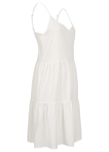 JACQUELINE DE YONG JDY By ONLY Damen Kleid Mit V-Neck Und Volant Weiss 4 JACQUELINE DE YONG JDY By ONLY Damen Kleid Mit V-Neck Und Volant Weiss – Bild 2