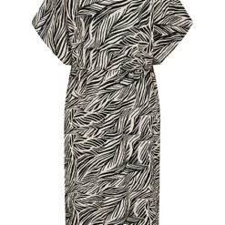 VILA Damen Midi Viskose Strand Kleid Bindegürtel Knopfleiste Tropical Print Bich Beige -Diven Art Verkäufe 22050012 2