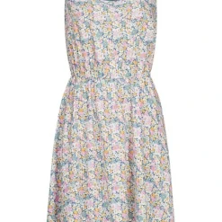 ONLY Damen Viskose Kleid Mit Elast. Taillenbund Blumen Print Vokuhila Coronet Blau