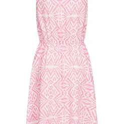 ONLY Damen Viskose Kleid Mit Elast. Taillenbund Grafik Print Vokuhila Sachet Pink -Diven Art Verkäufe 22050073 2