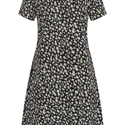 ONLY Damen Sommer Kleid AOP Blumen Print Kurzarm Schwarz Weiss Gelb -Diven Art Verkäufe 22050074 2