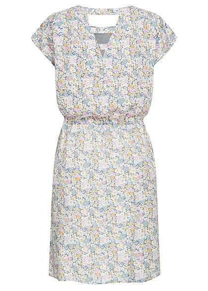 ONLY Damen Viskose Kleid Mit AOP Blumen Bindegürtel & Rückenausschnitt Coronet Blau 5 ONLY Damen Viskose Kleid Mit AOP Blumen Bindegürtel & Rückenausschnitt Coronet Blau – Bild 3