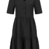 ONLY Damen V-Neck Midi Kleid Mit Halber Knopfleiste & Gepuffte Ärmel Schwarz -Diven Art Verkäufe 22050155