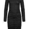 Noisy May Damen NOOS Slim Fit Modal Langarm Kleid Mit Raff- Detail Schwarz -Diven Art Verkäufe 22050213