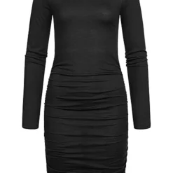 Noisy May Damen NOOS Slim Fit Modal Langarm Kleid Mit Raff- Detail Schwarz