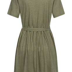 VILA Damen V-Neck Kleid Mit Bindegürtel Und Taillenbund Four Leaf Clover Oliv Grün -Diven Art Verkäufe 22050217 2