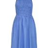 Pieces Damen Longform Viskose Neckholder Kleid Mit Smok- Detail Granada Sky Blau -Diven Art Verkäufe 22050223
