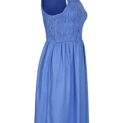 Pieces Damen Longform Viskose Neckholder Kleid Mit Smok- Detail Granada Sky Blau -Diven Art Verkäufe 22050223 1