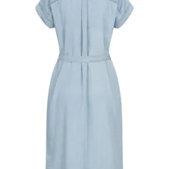 ONLY Damen Blusen Kleid Mit Bindegürtel U. Knopfleiste Hell Blau Denim -Diven Art Verkäufe 22050300 2