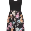 Cloud5ive Damen V-Neck Kleid Mit Blumen Print & Verstellb. Trägern Schwarz Mc -Diven Art Verkäufe 22056569