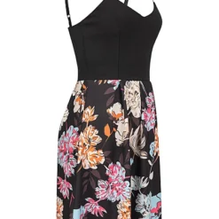 Cloud5ive Damen V-Neck Kleid Mit Blumen Print & Verstellb. Trägern Schwarz Mc -Diven Art Verkäufe 22056569 1