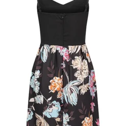 Cloud5ive Damen V-Neck Kleid Mit Blumen Print & Verstellb. Trägern Schwarz Mc -Diven Art Verkäufe 22056569 2