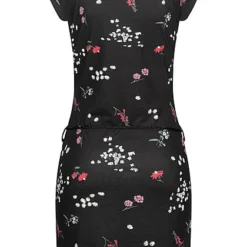 Cloud5ive Damen Viskose T-Shirt Kleid M. Flechtgürtel Blumen Print Schwarz Mc -Diven Art Verkäufe 22056576 2