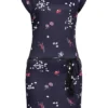 Cloud5ive Damen Viskose T-Shirt Kleid M. Flechtgürtel Blumen Print Navy Blau Mc