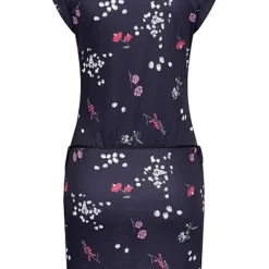 Cloud5ive Damen Viskose T-Shirt Kleid M. Flechtgürtel Blumen Print Navy Blau Mc -Diven Art Verkäufe 22056577 2