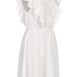 Cloud5ive Damen Kurzes Sommer Kleid M. Rüschen & Häkelbesatz 2-lagig Punkte Weiss 6 Cloud5ive Damen Kurzes Sommer Kleid M. Rüschen & Häkelbesatz 2-lagig Punkte Weiss -Diven Art Verkäufe 22056591 1