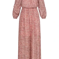 Vero Moda Damen Chiffon Kleid Langarm Mit Rüschendetails All-Over Print Parfait Pink