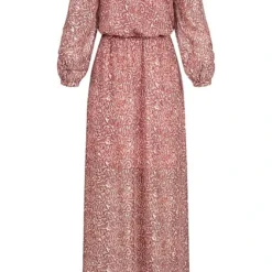 Vero Moda Damen Chiffon Kleid Langarm Mit Rüschendetails All-Over Print Parfait Pink -Diven Art Verkäufe 22060003 2