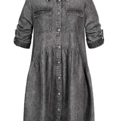 ONLY Damen NOOS Denim Kleid Mit 2 Brusttaschen Und Knopfleiste Grau Denim -Diven Art Verkäufe 22060032 2