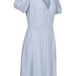 VILA Damen Kurzarm V-Neck Viskose Kleid In Wickeloptik Kentucky Blau -Diven Art Verkäufe 22060127 1