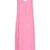 VILA Damen V-Neck Midi Viskose Kleid Mit Verstellb. Trägern Fuchsia Pink