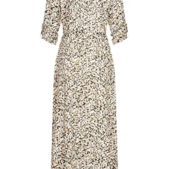 VILA Damen 3/4 Arm V-Neck Viskose Kleid Mit Blumen Print & Bindegürtel Asphalt Grau -Diven Art Verkäufe 22060132 3