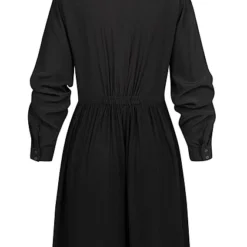 VILA Damen NOOS Langarm Kleid Mit Knopfleiste Und Kragen Schwarz -Diven Art Verkäufe 22070117 2