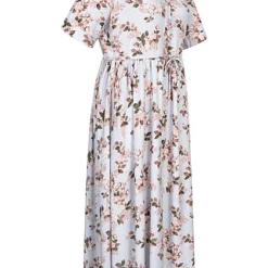 Pieces Damen V-Neck Kleid Mit Bindedetail U. Blumenprint Kentucky Blau -Diven Art Verkäufe 22070125 1